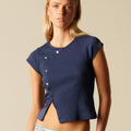 CAMISETA SNAP LATERAL AZUL