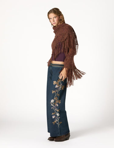 PANTALÓN BORDADO FLOR BLUE RIN