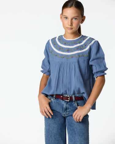 EMBROIDERED SHIRT ANILINE BLUE