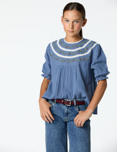 EMBROIDERED SHIRT ANILINE BLUE