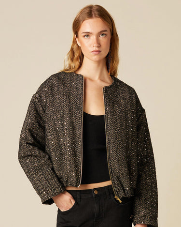 SEQUIN TWEED BOMBER