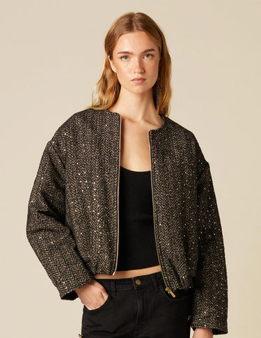 BOMBER TWEED LENTEJUELA