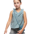 Lotus flower ruffle V-neck shirt green