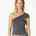 ASYMMETRIC RUCHED ANTHRACITE TOP