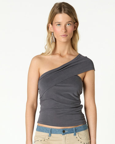 ASYMMETRIC RUCHED ANTHRACITE TOP