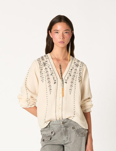 CAMISA  ECRU BORDADO BEADS