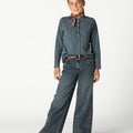 "NN" EMBROIDERED JEANS BLUE RIN