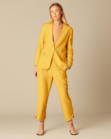 YELLOW SIDE SLIT TROUSERS