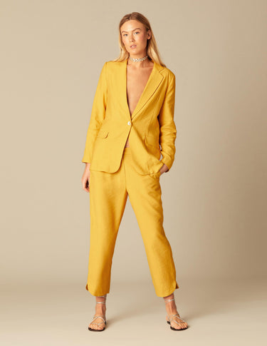 YELLOW SIDE SLIT TROUSERS