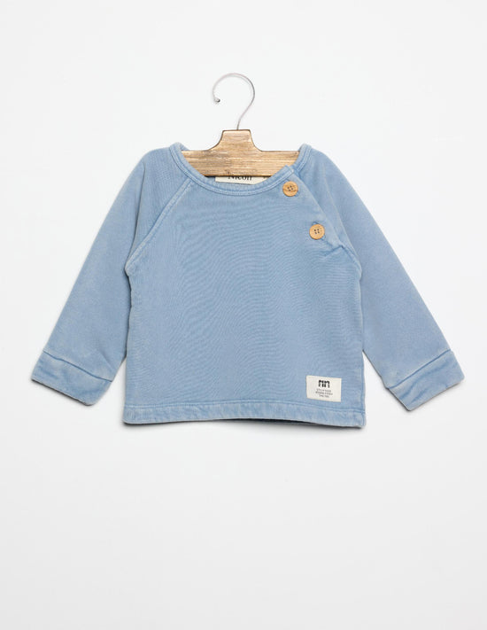 BLUE BUTTON-UP SWEATER