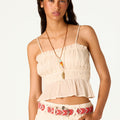 ECRU GATHERED TOP
