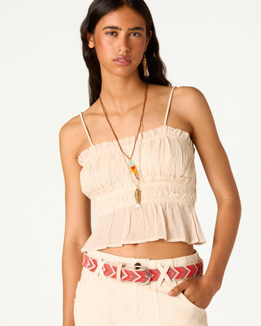 ECRU GATHERED TOP