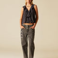 EMBROIDERED BUTTERFLY GRAY PANTS
