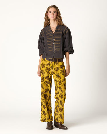 CURRY FLORAL CORDUROY PANTS