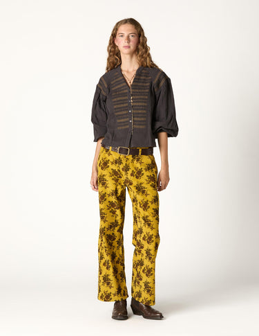CURRY FLORAL CORDUROY PANTS