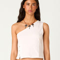ASYMMETRIC BUTTON-UP SHIRT WHITE