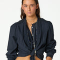 ANTHRACITE LACE DRAWSTRING SHIRT