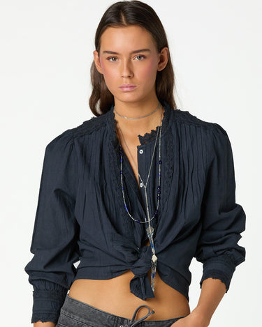ANTHRACITE LACE DRAWSTRING SHIRT