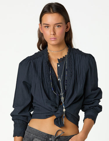 ANTHRACITE LACE DRAWSTRING SHIRT
