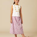 CONTRAST BERRY FLORAL SKIRT