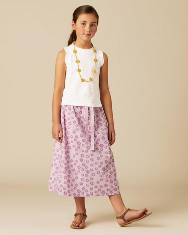 CONTRAST BERRY FLORAL SKIRT