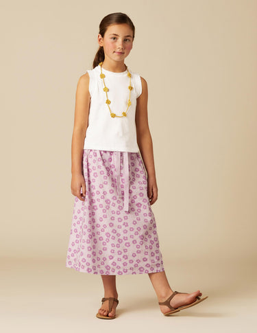 CONTRAST BERRY FLORAL SKIRT