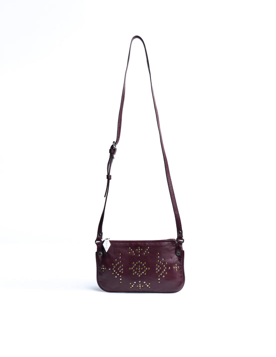 BROWN STUDDED CROSSBODY BAG