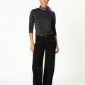 Anthracite Floral Button Studded Trousers