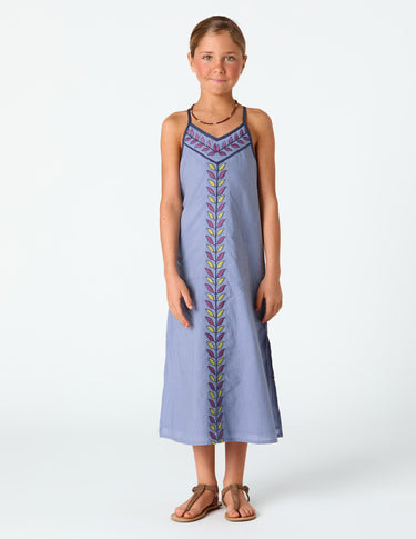 EMBROIDERED LEAVES DRESS