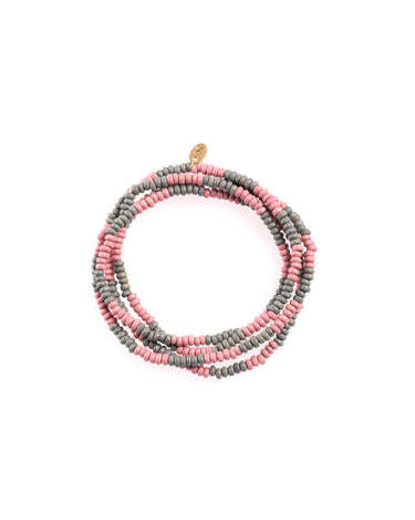 LONG BEAD NECKLACE MIX GREY/PINK