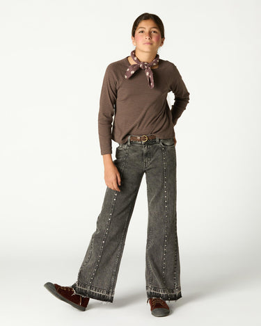 DISTRESSED GREY DENIM TROUSERS