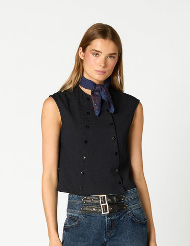 CAMISA DOBLE BOTONADURA AZUL