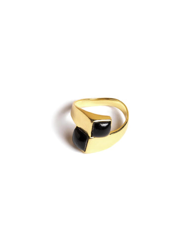ANILLO DOBLE CUADRO NEGRO