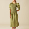 VESTIDO FRUNCES BUTI HOJA VERDE
