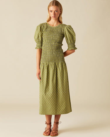 VESTIDO FRUNCES BUTI HOJA VERDE