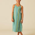 MULTICOLOR STRIPED GREEN DRESS