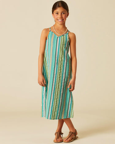MULTICOLOR STRIPED GREEN DRESS