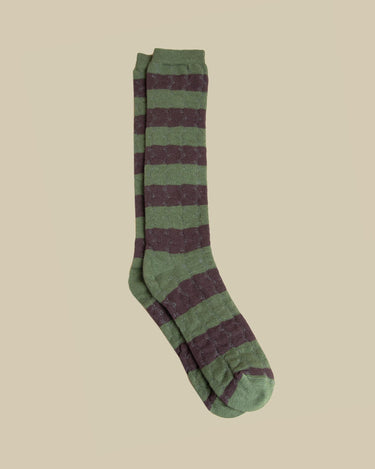 CALCETÍN RAYA TEXTURA VERDE