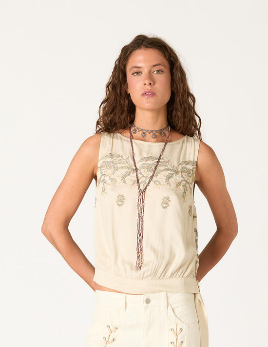 TOP 20'S EMBROIDERED ECRU
