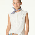 WHITE GATHERED T-SHIRT
