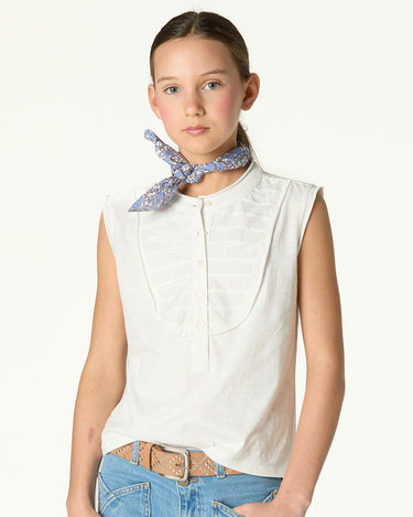 WHITE GATHERED T-SHIRT