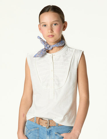WHITE GATHERED T-SHIRT