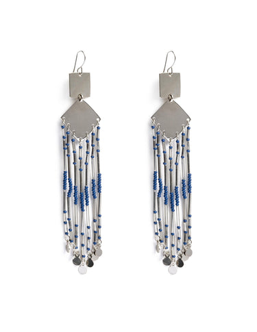 BLUE SQUARE EARRINGS - STAINLESS STEEL