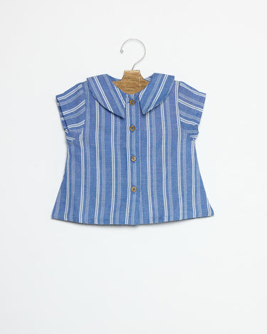 CAMISA CUELLO RAYA ECRU/BLUE