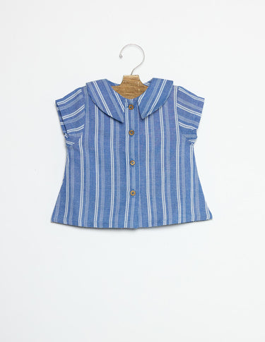 CAMISA CUELLO RAYA ECRU/BLUE