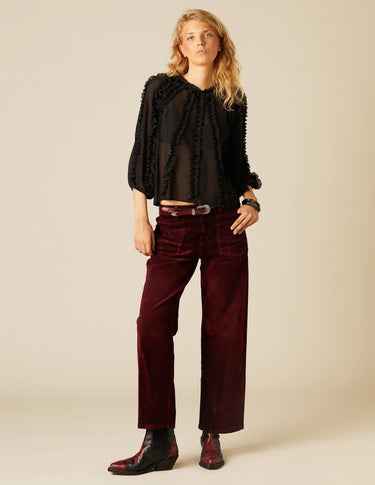 PANTALÓN TERCIOPELO BOLSILLO GRANATE