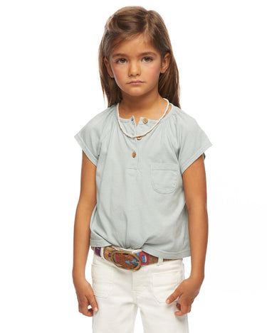 Light green short-sleeved button-up shirt