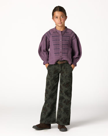 FLORAL CORDUROY TROUSERS GREEN