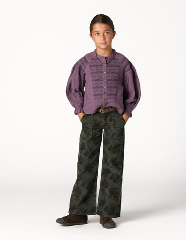 FLORAL CORDUROY TROUSERS GREEN
