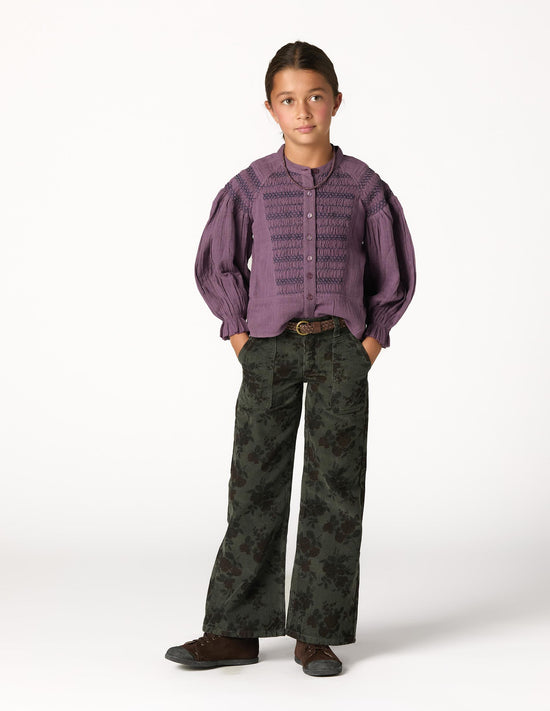 PANTALON PANA FLORAL GREEN